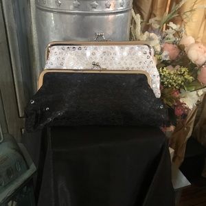 NWOT black or silver clutch